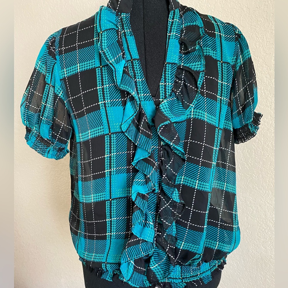 21 Black and Teal size Medium blouse